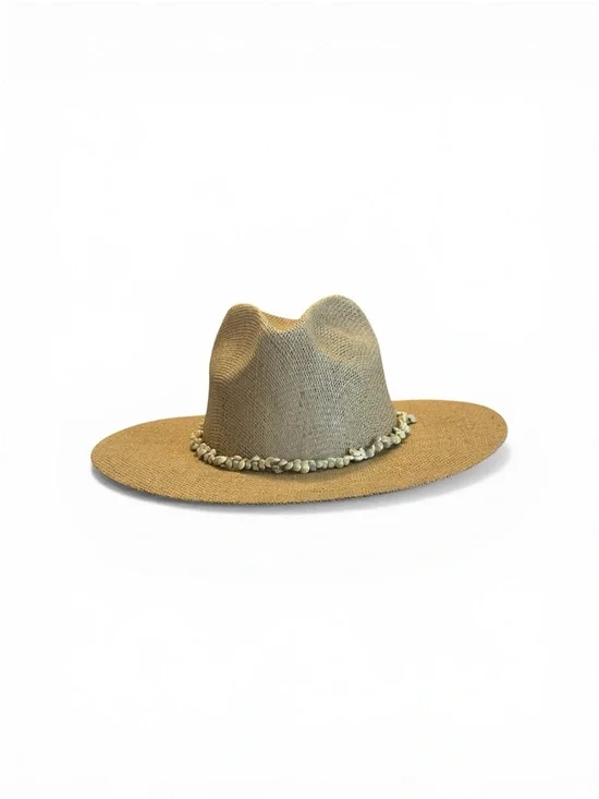 Stetson Tan Straw Fedora with Silver Concho Band - Picture 2 of 5